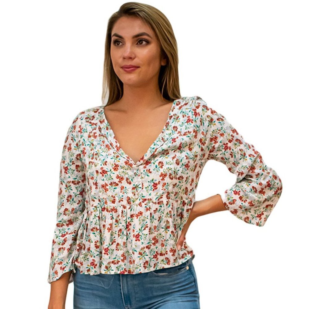NWT Jack BB Dakota Sugar Spice Peplum Floral Top S